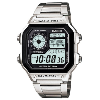 Casio AE-1200WHD-1AVEF – Ανδρικό Ψηφιακό Ρολόι (Ατσάλινο Μπρασελέ, World Time)